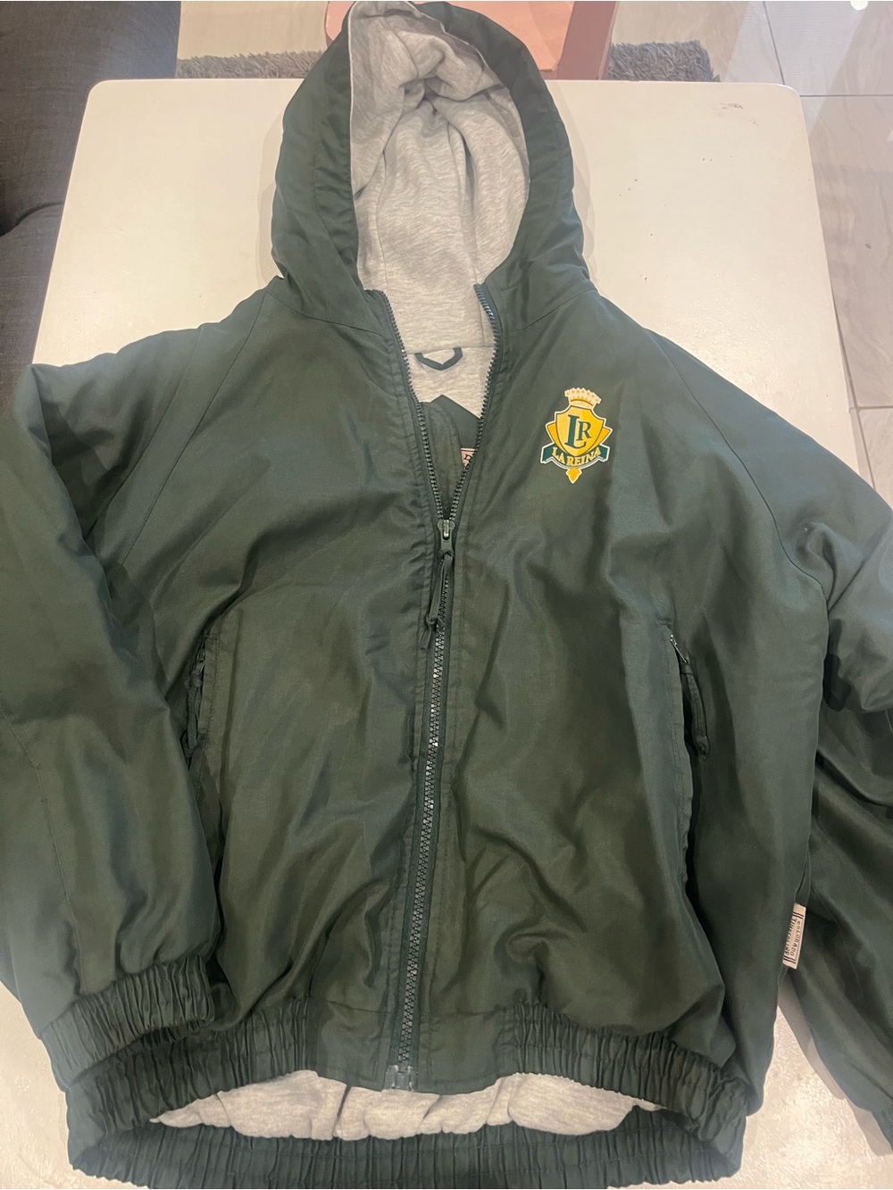 Timberland Dark Green Hooded Jacket with Yellow Crest
